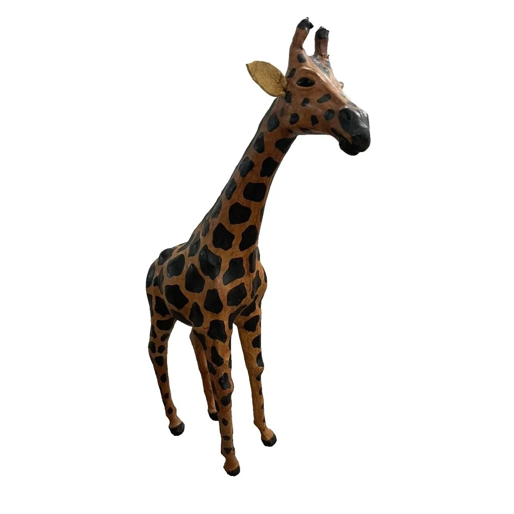 Vintage Leather Wrapped Giraffe Large Statue‎ Decor Figure 17